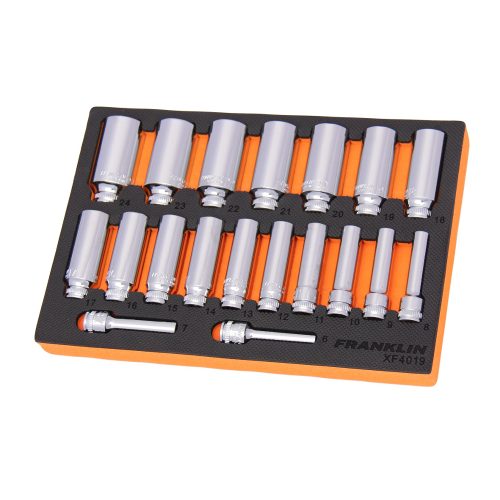 3/8" Drive Deep 6 Point Socket Set 19 Pcs Franklin Tools XF4019