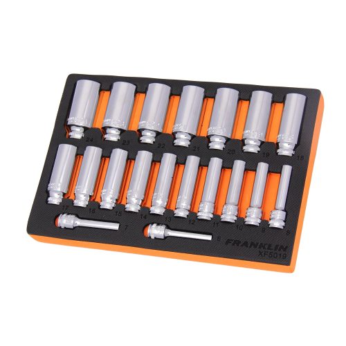 3/8" Drive Deep 12 Point Socket Set 19 Pcs Franklin Tools XF5019