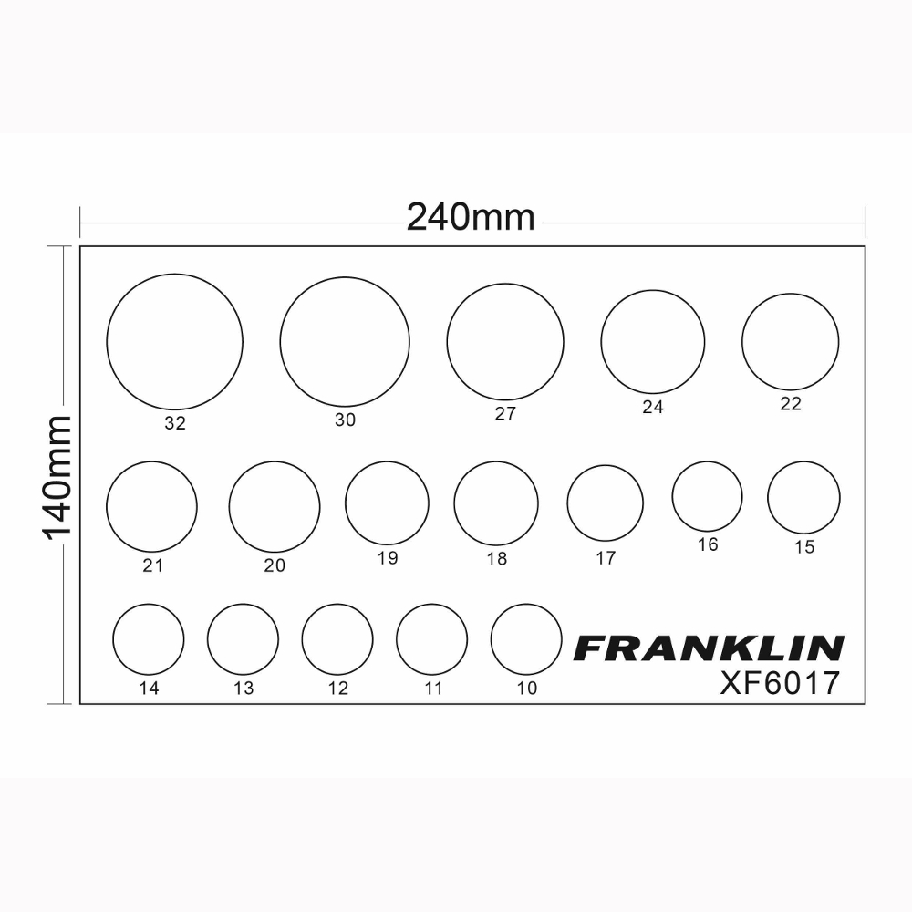 1/2" Drive Socket Set 6 Point 17 Pcs Franklin Tools XF6017