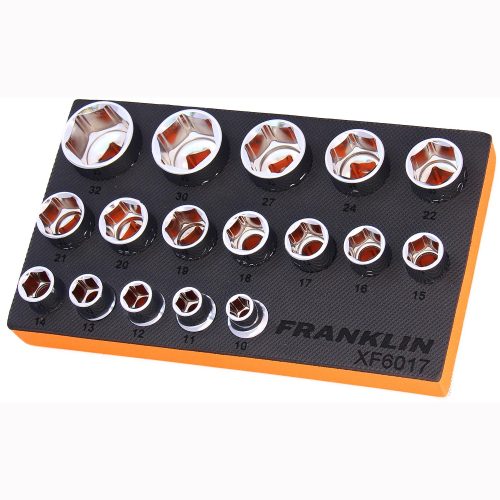 1/2" Drive Socket Set 6 Point 17 Pcs Franklin Tools XF6017