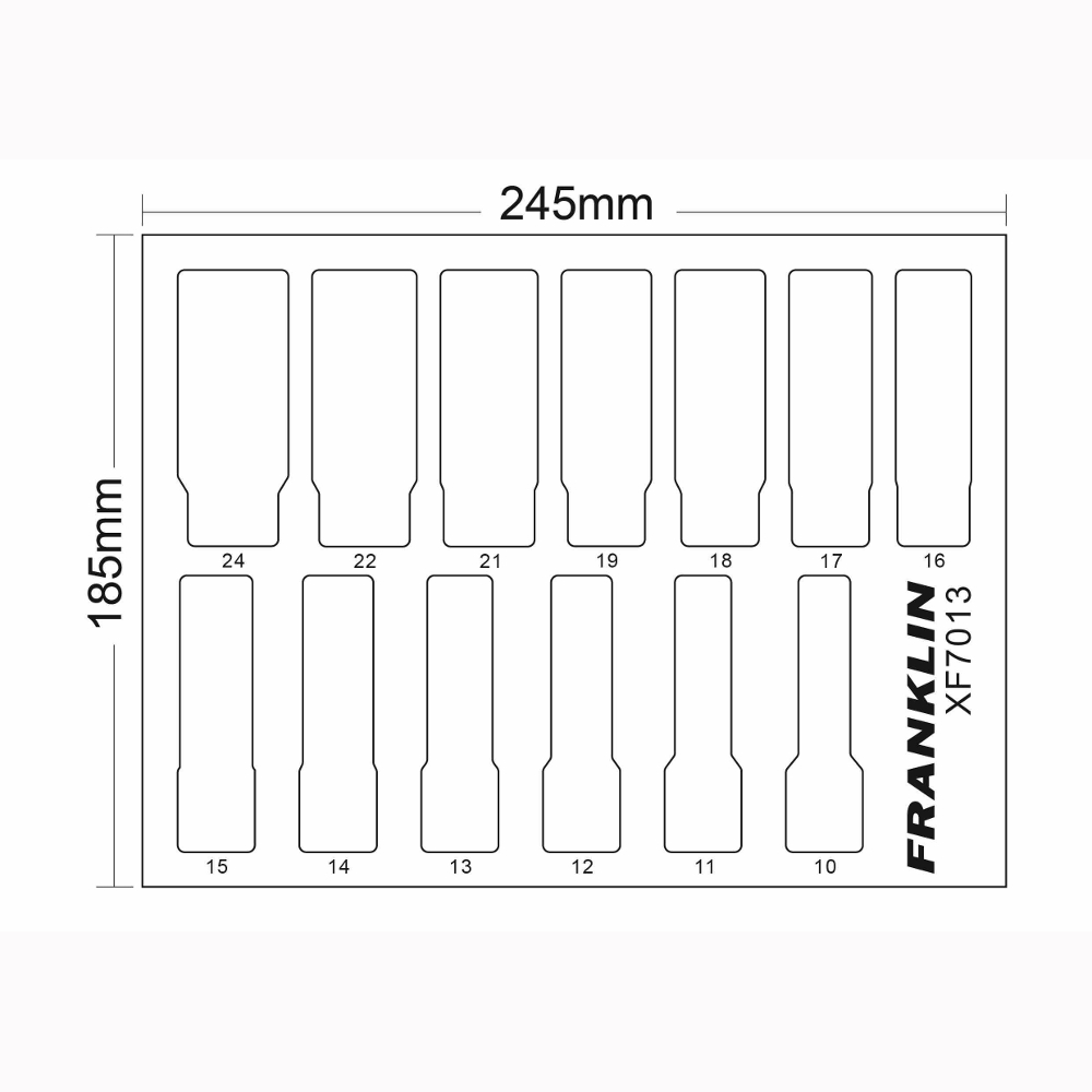 1/2" Drive Deep Socket Set 6 Point 13 Pcs Franklin Tools XF7013