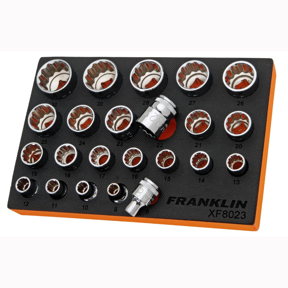 1/2" Drive Socket Set 12 Point 23 Pcs Franklin Tools XF8023