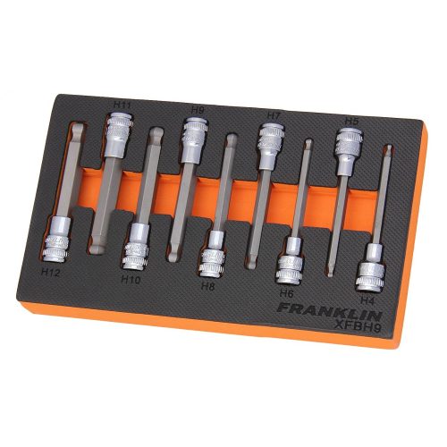 3/8" Drive Long Ball End Hex Bit Socket Set 9 Pcs Franklin Tools XFBH9