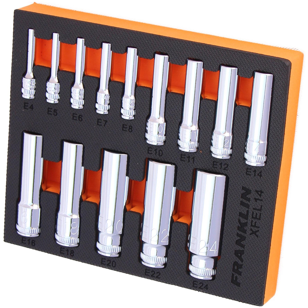 1/4", 3/8" & 1/2" Drive E-Torx Deep Socket Set Franklin Tools XFEL14