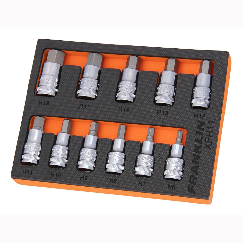 1/2" Drive Hex Bit Socket Set 11 Pcs Franklin Tools XFH11