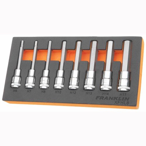 1/2" Drive Long Hex Bit Socket Set 8 Pcs Franklin Tools XFHL8
