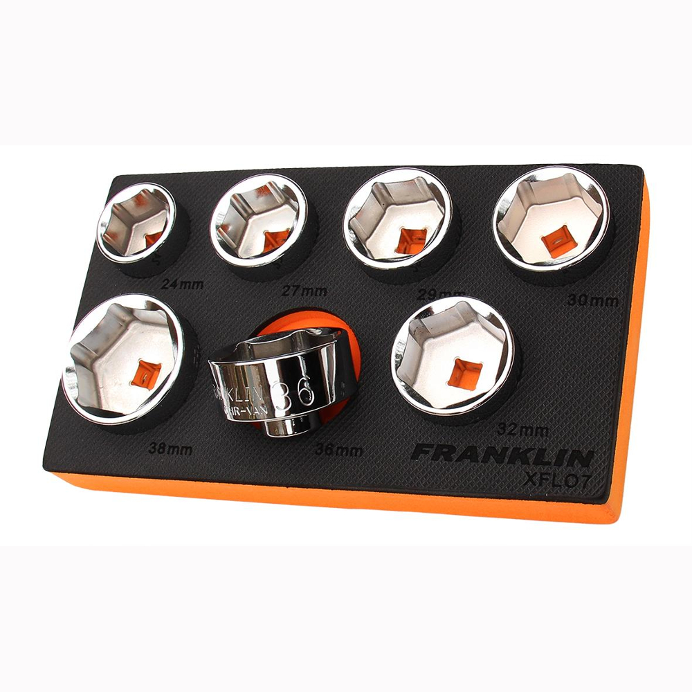 3/8" Drive Low Profile Filter Socket Set 7 Pcs Franklin Tools XFLO7