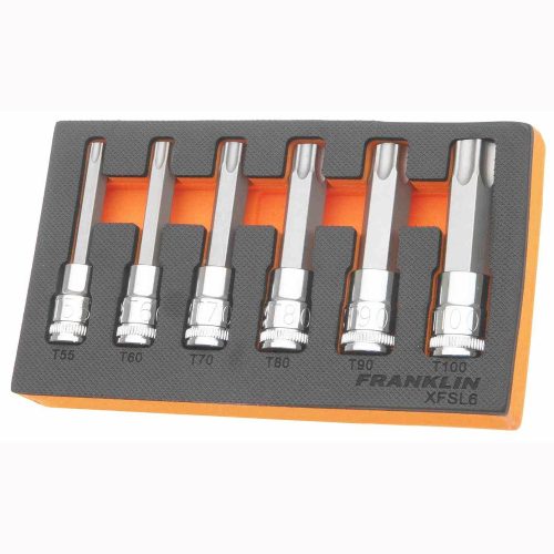1/2" Drive Long Torx Bit Socket Set 6 Pcs Franklin Tools XFSL6