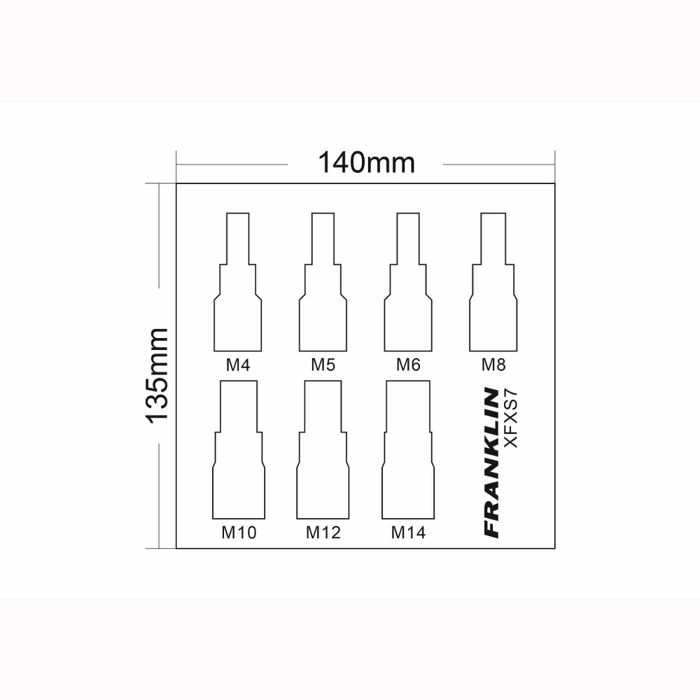 3/8" Drive Spline Bit Socket Set 7 Pcs Franklin Tools XFXS7