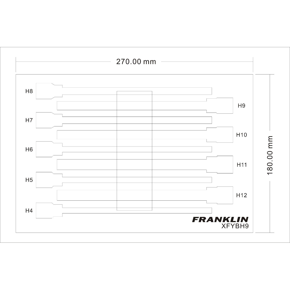 3/8" Drive 200mm Long Ball End Hex Bit Socket Set 9 Pcs Franklin Tools XFYBH9