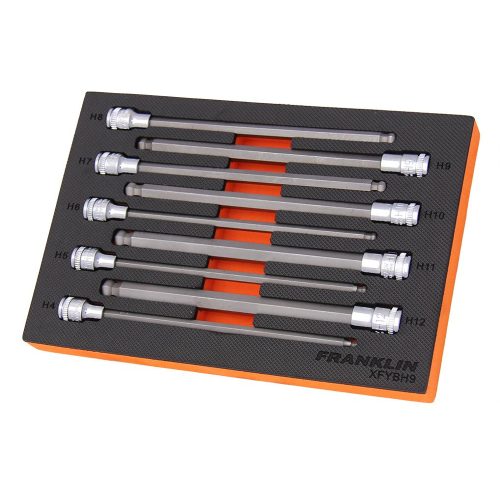3/8" Drive 200mm Long Ball End Hex Bit Socket Set 9 Pcs Franklin Tools XFYBH9