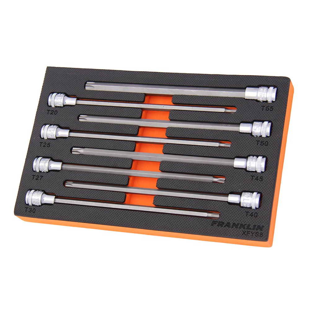 3/8" Drive 200mm Long Torx Bit Socket Set 8 Pcs Franklin Tools XFYS8