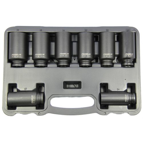 1/2" Drive Impact Hub Nut Deep Thinwall Set 8 Pcs 12 Pt Franklin Tools AT818