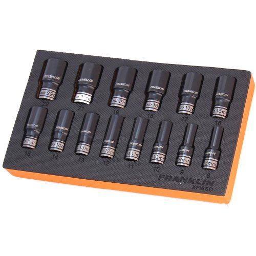 3/8" Drive Semi Deep Thin Wall Impact Socket Set 6 Pt Franklin Tools XFI6SD