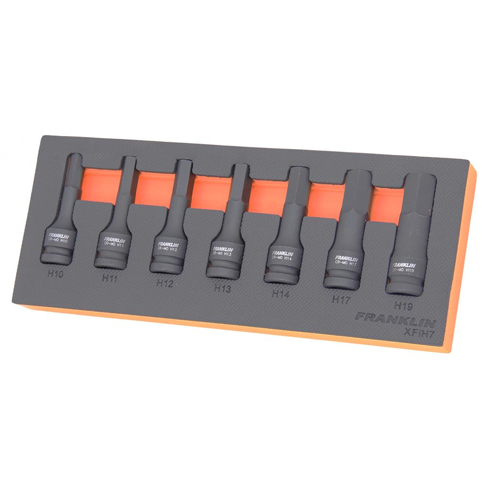 1/2" Drive Impact Hex Bit Socket Set 7 Pcs Franklin Tools XFIH7