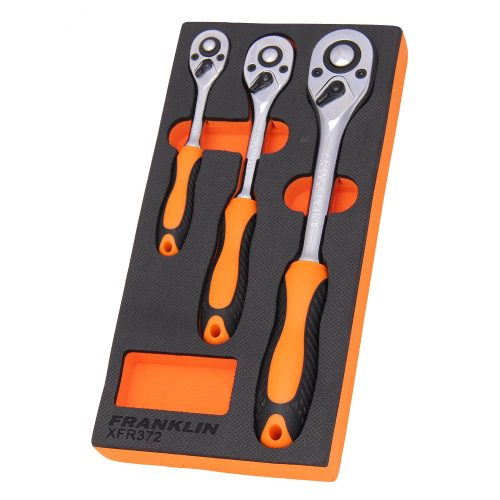 1/4" & 3/8" & 1/2" Drive Ratchet Set 72 T 3 Pce Franklin Tools XFR372