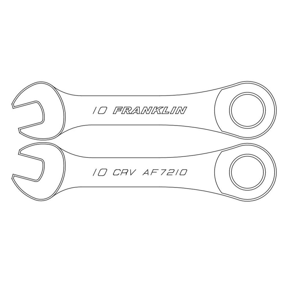 Stubby Ratchet Spanner Set 10 Pce 12 Point Franklin Tools AF7200