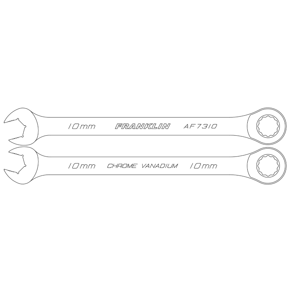 Combination Ratchet Spanner Set 5 Pc 12 Pt 6-10mm Grip4+ Franklin Tools AF7305
