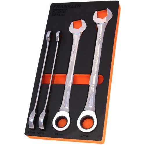 Combination Ratchet Spanner Set 4 Pc 12 Pt 21-27mm Grip4+ Franklin Tools AF7304