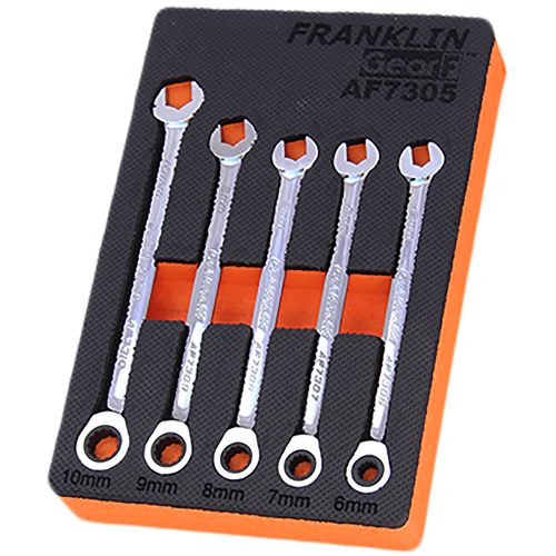 Combination Ratchet Spanner Set 5 Pc 12 Pt 6-10mm Grip4+ Franklin Tools AF7305