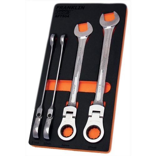 Flexi Ratchet Combination Spanner Set 4 Pc 12 Pt 21-27mm Franklin Tools AF7504