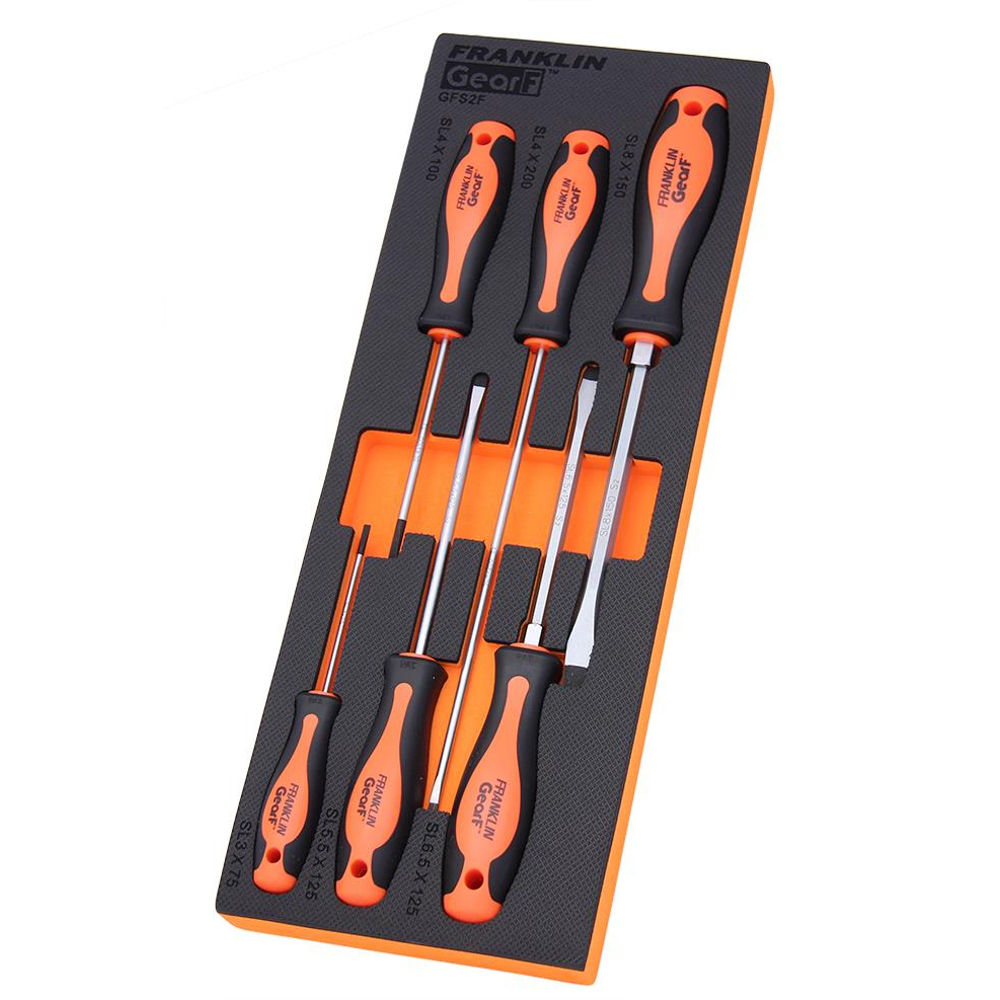 Flat Screwdriver Set S2 PRO 6 Pce Franklin Tools GFS2F