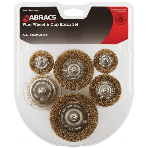 Abracs Spindle Mounted Wire Wheel & Cup Brush Set 6 Piece ABSM1
