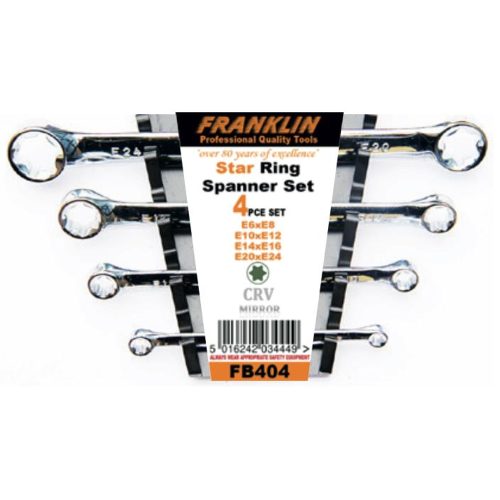E-Torx Ring Spanner Set 4 Piece Franklin Tools FB404