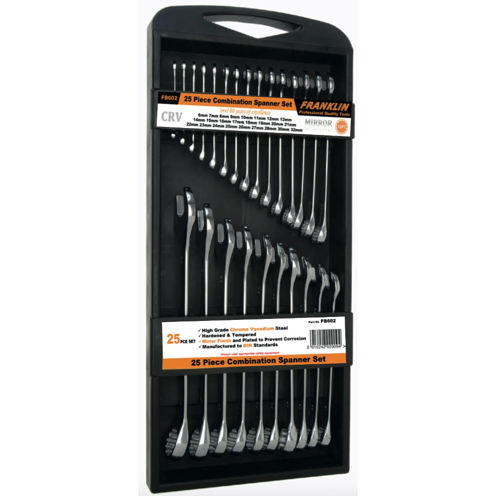 Combination Spanner Set 12 Point 25 Piece Franklin Tools FB602