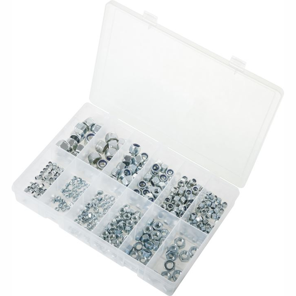 Steel Nuts & Nylon Lock Nuts Asst Max Box 400 Pcs Zinc Plated Steel AB510