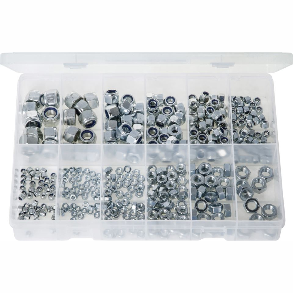 Steel Nuts & Nylon Lock Nuts Asst Max Box 400 Pcs Zinc Plated Steel AB510