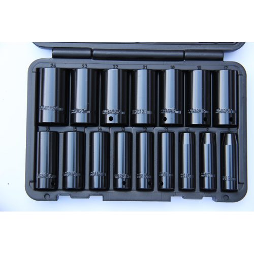 3/8" Drive Deep Impact Socket Set 6 Point 16 Pce 8-24mm Franklin Tools TA8016