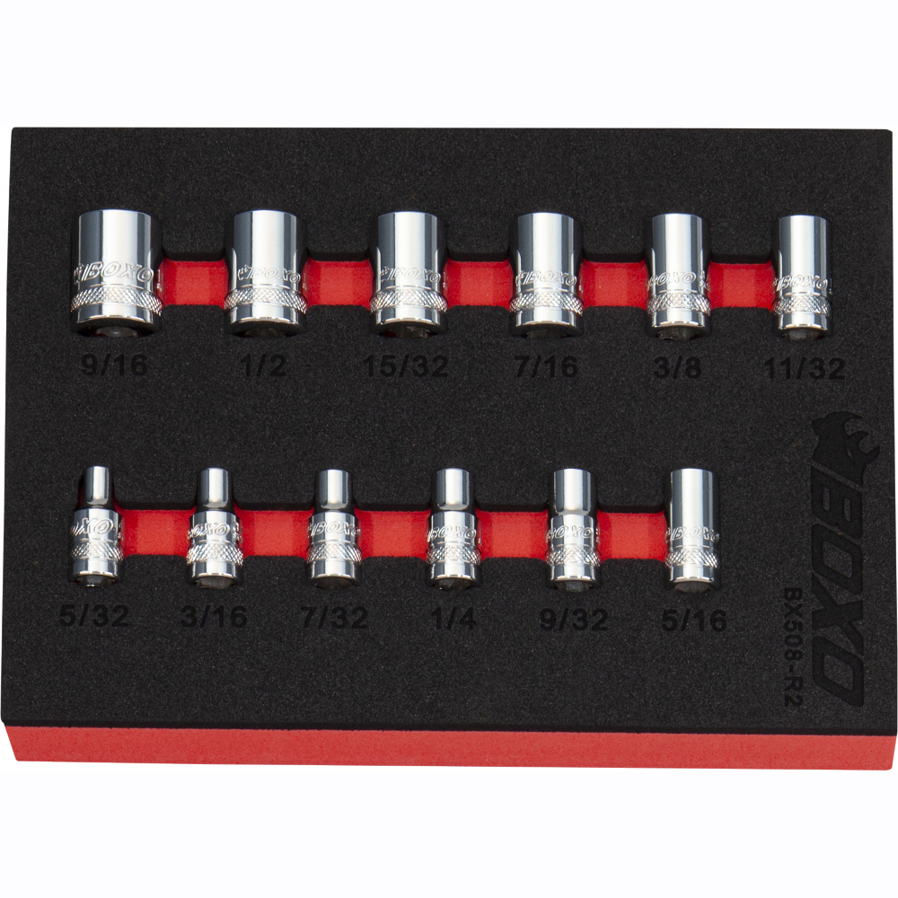 1/4" Imperial Standard Socket Set 12 Point 12 Pce BOXO BX508-R2