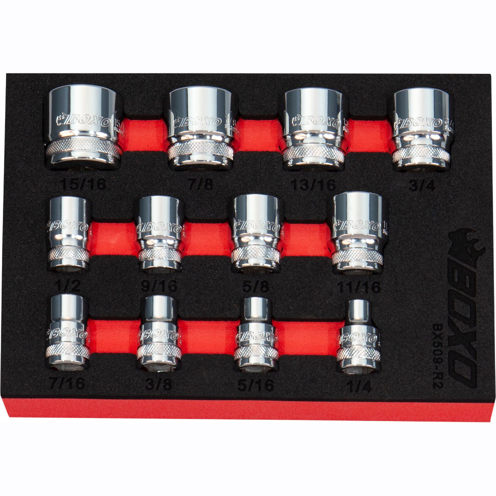 3/8" Drive Imperial Socket Set 12 Point 12 Pce BOXO BX509-R2