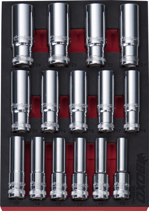 1/2" Drive Deep Socket Set 15 Pce 6 Point BOXO BX271-R2