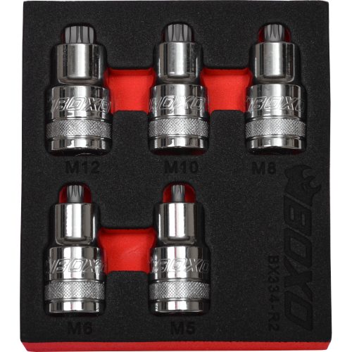 1/2" Drive Spline Bit Socket Set Super Stubby 5 Pce 45mm Height BOXO BX334-R2