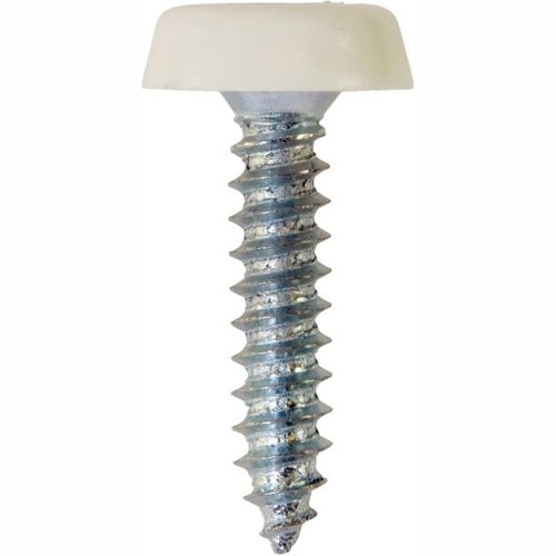 Number Plate Fasteners Self-Tappers with Plastic Head White 4.8x24mm