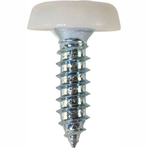 Number Plate Fasteners- Self-Tappers with Plastic Head White 4,8,16,32,100's