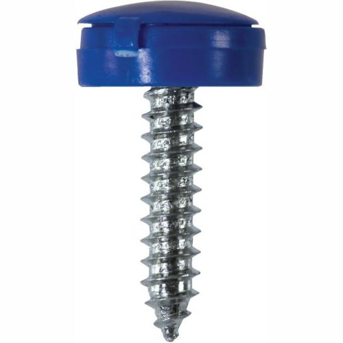 Number Plate Fasteners - Self-Tappers with hinged caps Blue 4,8,16,32,100's