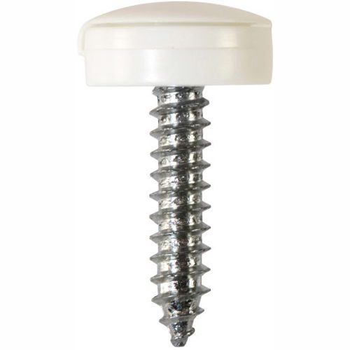Number Plate Fasteners - Self-Tappers with hinged caps White 4,8,16,32,100's