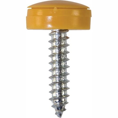 Security Number Plate Fasteners - Self-Tappers with Hinged Caps Yellow