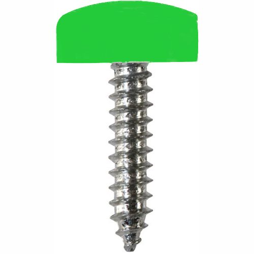 Number Plate Fasteners - Self-Tappers with hinged caps Green 4,8,16,32,100's