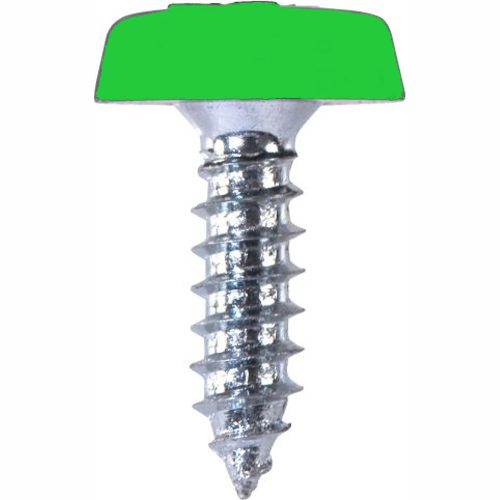 Number Plate Fasteners- Self-Tappers with Plastic Head Green 4,8,16,32,100's