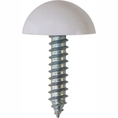 Number Plate Fasteners - Self-Tappers with Domes & Cups White