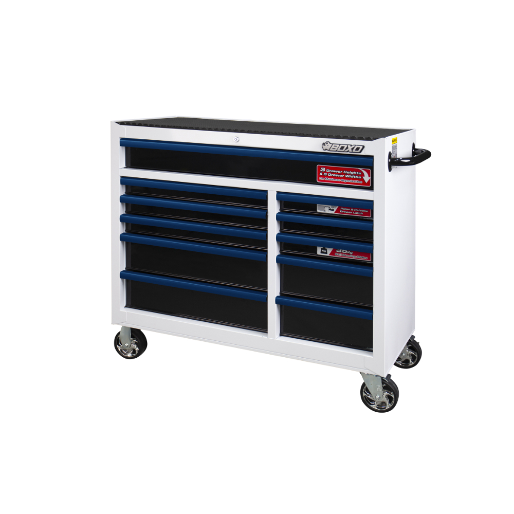 Roll Cab 41" 11 Drawer White - choice of trim colour BOXO KIT-TB41ROLL-W