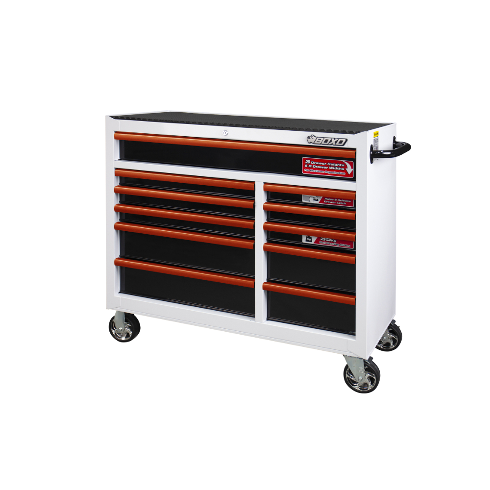 Roll Cab 41" 11 Drawer White - choice of trim colour BOXO KIT-TB41ROLL-W