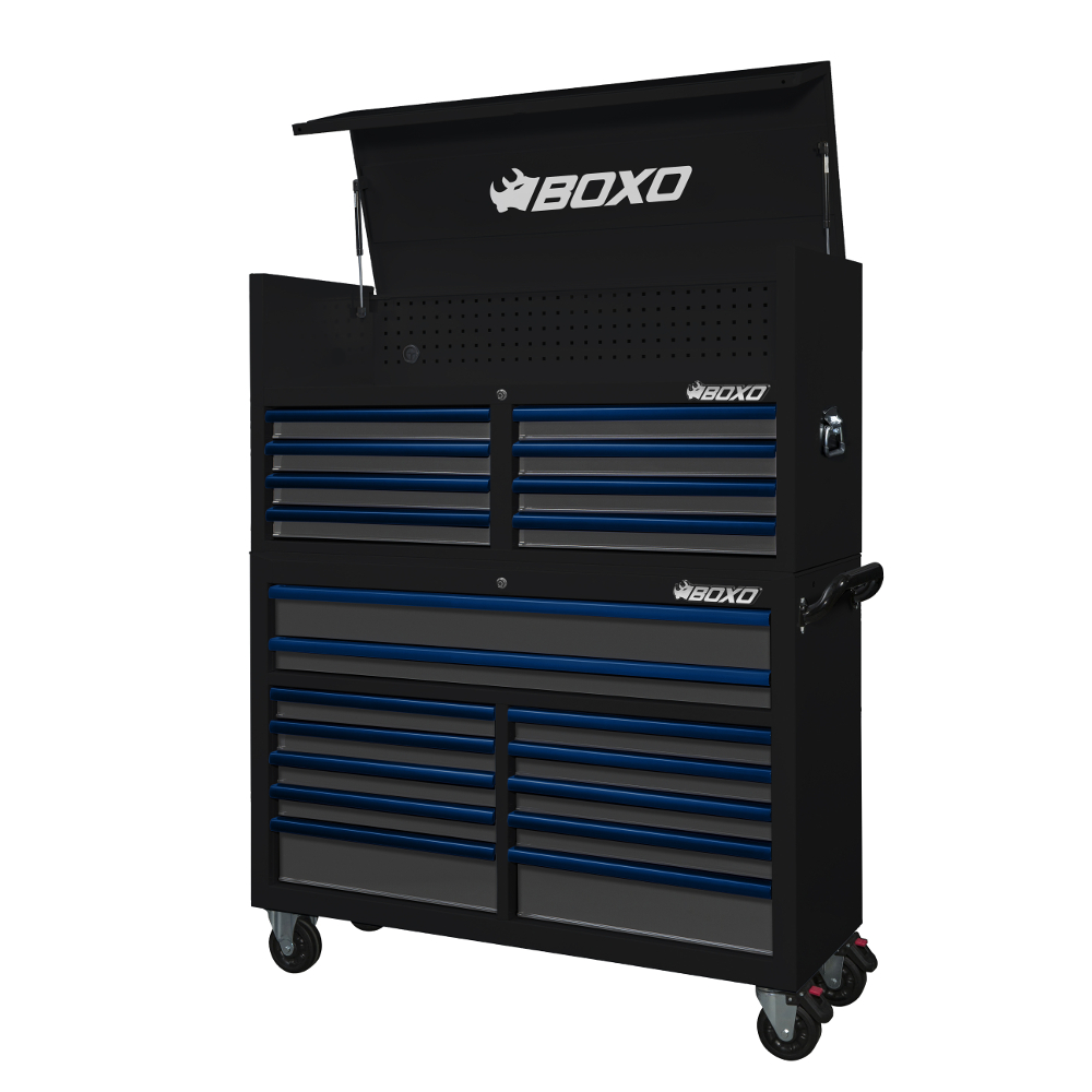Toolbox Stack 53" 20 Drawer Black - choice of trim colour BOXO KIT-TB5320-BK