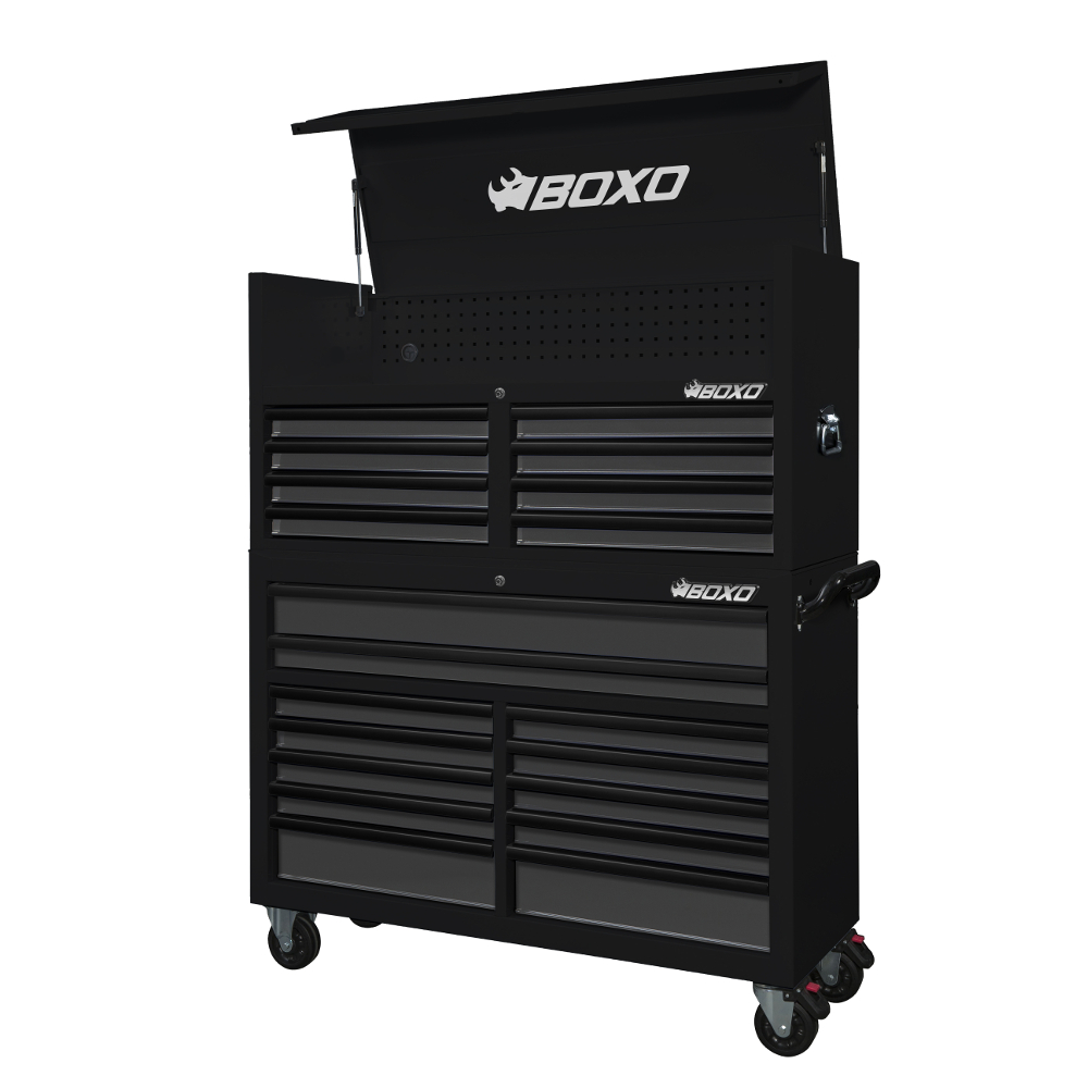 Toolbox Stack 53" 20 Drawer Black - choice of trim colour BOXO KIT-TB5320-BK