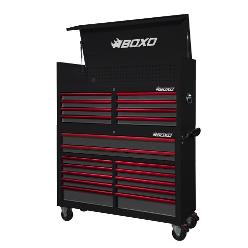 Toolbox Stack 53" 20 Drawer Black - choice of trim colour BOXO KIT-TB5320-BK