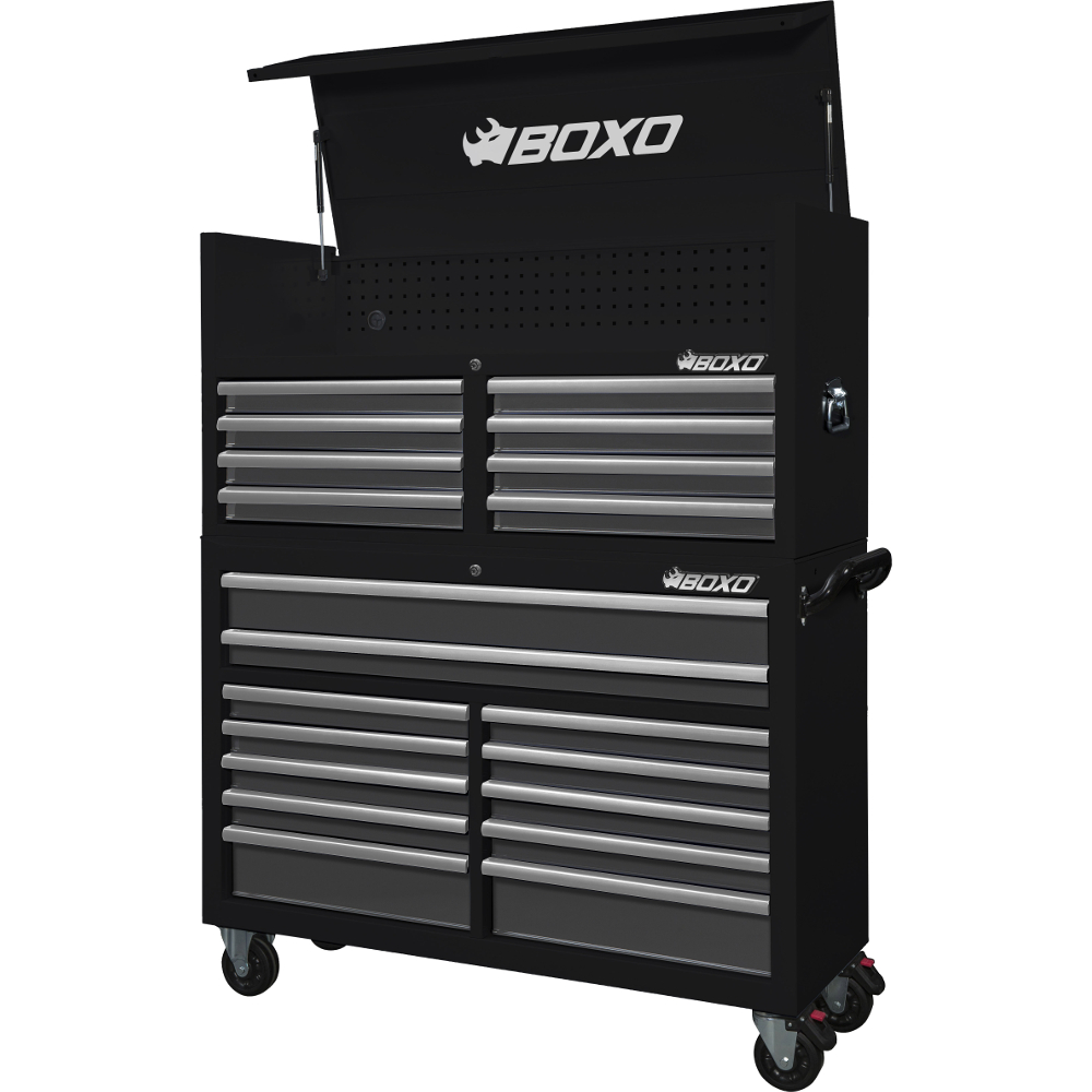 Toolbox Stack 53" 20 Drawer Black - choice of trim colour BOXO KIT-TB5320-BK